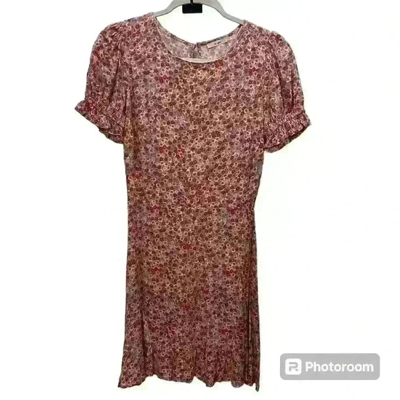 Floral Print Pink Dress in Small | Runs Small | Ruffle Sleeve | Junior Small - Picture 1 of 2